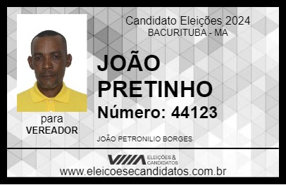 Candidato JOÃO PRETINHO 2024 - BACURITUBA - Eleições