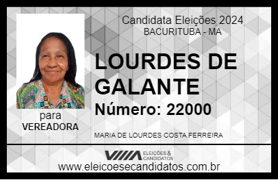 Candidato LOURDES DE GALANTE 2024 - BACURITUBA - Eleições