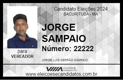 Candidato JORGE SAMPAIO 2024 - BACURITUBA - Eleições