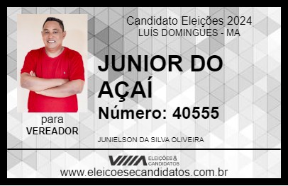 Candidato JUNIOR DO AÇAÍ 2024 - LUÍS DOMINGUES - Eleições