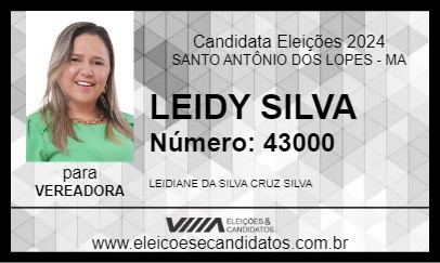 Candidato LEIDY SILVA 2024 - SANTO ANTÔNIO DOS LOPES - Eleições