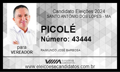 Candidato PICOLÉ 2024 - SANTO ANTÔNIO DOS LOPES - Eleições