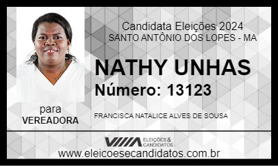 Candidato NATY UNHAS 2024 - SANTO ANTÔNIO DOS LOPES - Eleições