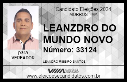 Candidato LEANDRO DO MUNDO NOVO 2024 - MORROS - Eleições