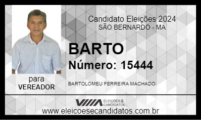 Candidato BARTO 2024 - SÃO BERNARDO - Eleições