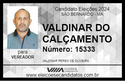 Candidato VALDINAR DO CALÇAMENTO 2024 - SÃO BERNARDO - Eleições