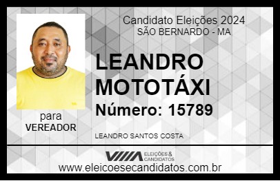 Candidato LEANDRO MOTOTÁXI 2024 - SÃO BERNARDO - Eleições