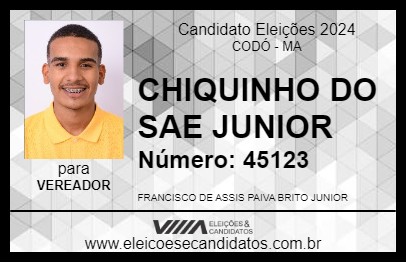 Candidato CHIQUINHO DO SAE JUNIOR 2024 - CODÓ - Eleições