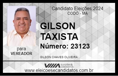 Candidato GILSON TAXISTA  2024 - CODÓ - Eleições