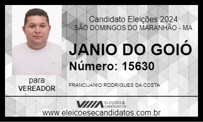 Candidato JANIO DO GOIÓ 2024 - SÃO DOMINGOS DO MARANHÃO - Eleições