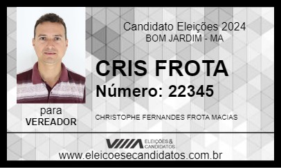 Candidato CRIS FROTA 2024 - BOM JARDIM - Eleições