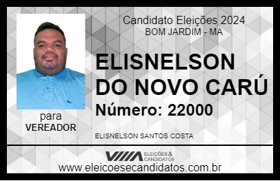 Candidato ELISNELSON DO NOVO CARÚ 2024 - BOM JARDIM - Eleições