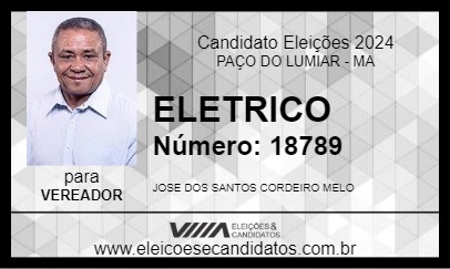 Candidato ELETRICO 2024 - PAÇO DO LUMIAR - Eleições