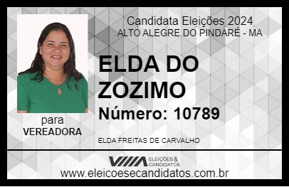 Candidato ELDA DO ZOZIMO 2024 - ALTO ALEGRE DO PINDARÉ - Eleições