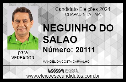 Candidato NEGUINHO DO SALAO 2024 - CHAPADINHA - Eleições