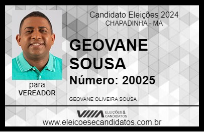 Candidato GEOVANE SOUSA 2024 - CHAPADINHA - Eleições