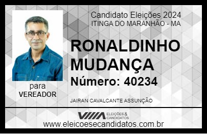 Candidato RONALDINHO MUDANÇA 2024 - ITINGA DO MARANHÃO - Eleições