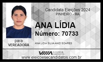 Candidato ANA LÍDIA 2024 - PINHEIRO - Eleições