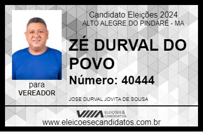 Candidato ZÉ DURVAL DO POVO 2024 - ALTO ALEGRE DO PINDARÉ - Eleições