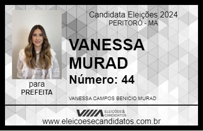 Candidato VANESSA MURAD 2024 - PERITORÓ - Eleições