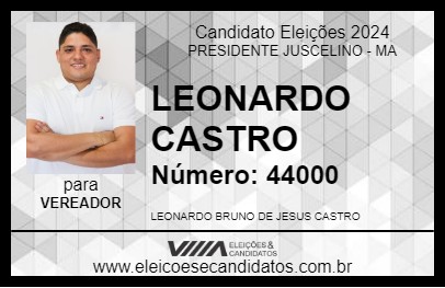 Candidato LEONARDO CASTRO 2024 - PRESIDENTE JUSCELINO - Eleições