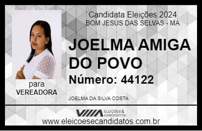 Candidato JOELMA AMIGA DO POVO 2024 - BOM JESUS DAS SELVAS - Eleições