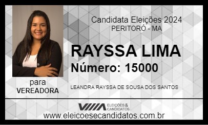 Candidato RAYSSA LIMA 2024 - PERITORÓ - Eleições