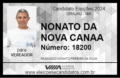 Candidato NONATO DA NOVA CANAA 2024 - GRAJAÚ - Eleições