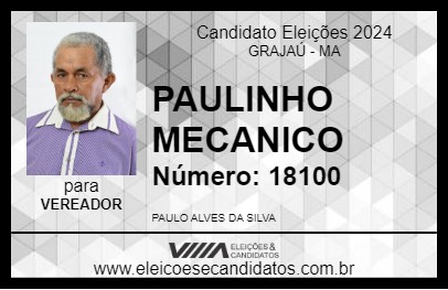 Candidato PAULINHO MECANICO 2024 - GRAJAÚ - Eleições