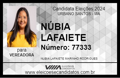 Candidato NÚBIA LAFAIETE 2024 - URBANO SANTOS - Eleições