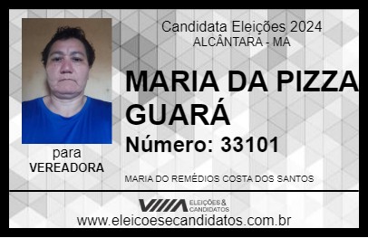 Candidato MARIA DA PIZZA GUARÁ 2024 - ALCÂNTARA - Eleições