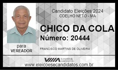 Candidato CHICO DA COLA 2024 - COELHO NETO - Eleições