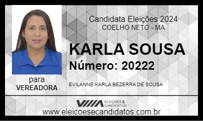 Candidato KARLA SOUSA 2024 - COELHO NETO - Eleições