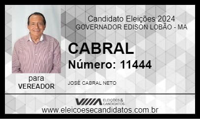 Candidato CABRAL 2024 - GOVERNADOR EDISON LOBÃO - Eleições