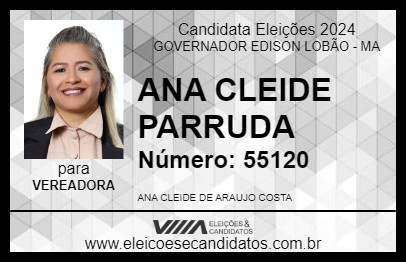 Candidato ANA CLEIDE PARRUDA 2024 - GOVERNADOR EDISON LOBÃO - Eleições