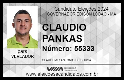 Candidato CLAUDIO PANKAS 2024 - GOVERNADOR EDISON LOBÃO - Eleições