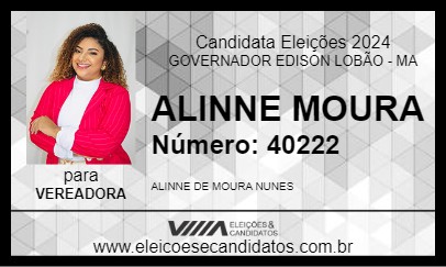 Candidato ALINNE MOURA 2024 - GOVERNADOR EDISON LOBÃO - Eleições