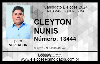 Candidato CLEYTON NUNIS 2024 - RIBAMAR FIQUENE - Eleições