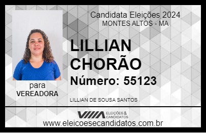 Candidato LILLIAN CHORÃO 2024 - MONTES ALTOS - Eleições