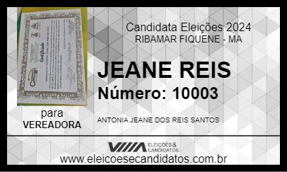 Candidato JEANE REIS 2024 - RIBAMAR FIQUENE - Eleições