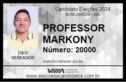 Candidato PROFESSOR MARKONY 2024 - BOM JARDIM - Eleições