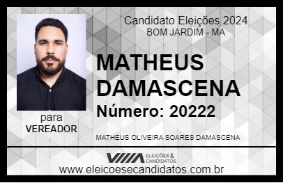 Candidato MATHEUS DAMASCENA 2024 - BOM JARDIM - Eleições