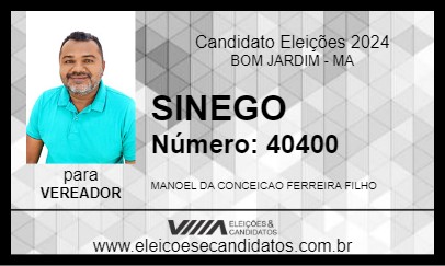 Candidato SINEGO 2024 - BOM JARDIM - Eleições