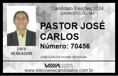 Candidato PASTOR JOSÉ CARLOS 2024 - DAVINÓPOLIS - Eleições