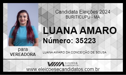 Candidato LUANA AMARO 2024 - BURITICUPU - Eleições