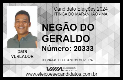 Candidato NEGÃO DO GERALDO 2024 - ITINGA DO MARANHÃO - Eleições