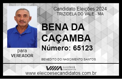 Candidato BENA DA CAÇAMBA 2024 - TRIZIDELA DO VALE - Eleições