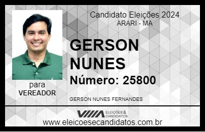 Candidato GERSON NUNES 2024 - ARARI - Eleições