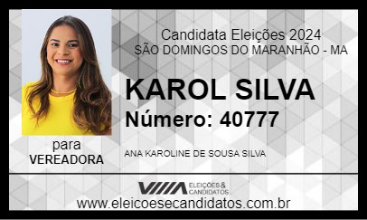 Candidato KAROL SILVA 2024 - SÃO DOMINGOS DO MARANHÃO - Eleições