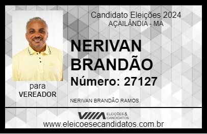 Candidato NERIVAN BRANDÃO 2024 - AÇAILÂNDIA - Eleições